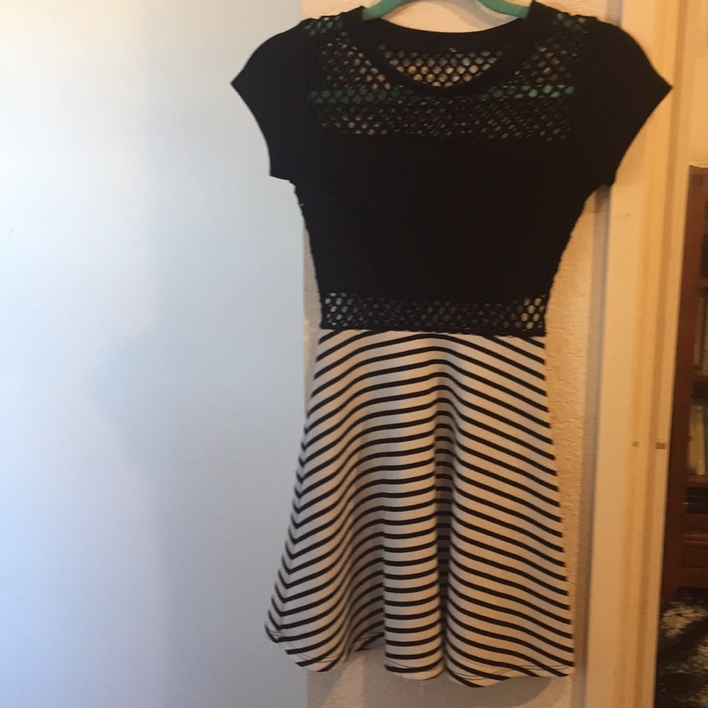 Black striped dress with jersey knit